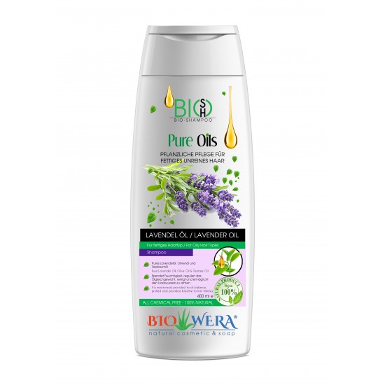 BIO-SHAMPOO LAVENDEL ÖL - FETTIGE UNREINE HAARE - PFLANZLICHE PFLEGE - 400ML